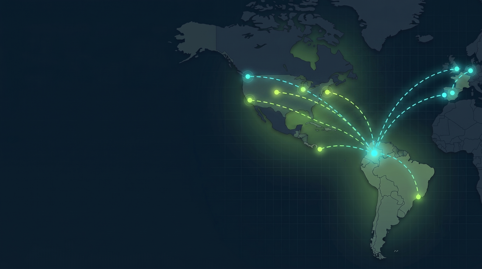 Map of the Americas showing the connection between US startup teams and LatAm engineers